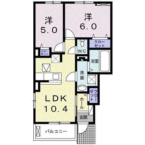 シエル ベル(2LDK/1階)の間取り写真