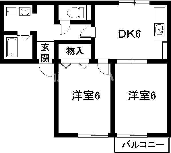 セジュール中新屋(2DK/2階)の間取り写真