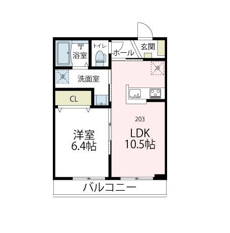 ブルーム武蔵中原(1LDK/2階)の間取り写真
