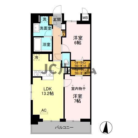 エスペランサ(2LDK/6階)の間取り写真