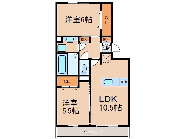 アリュール林(2LDK/3階)の間取り写真