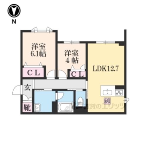シャーメゾン西朱雀(2LDK/1階)の間取り写真