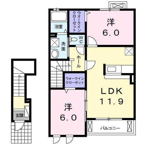 クラシック(2LDK/2階)の間取り写真