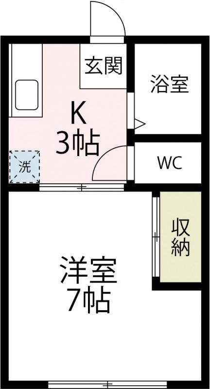 加藤ハイツ(1K/1階)の間取り写真