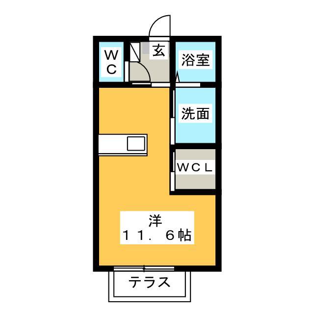 セルヴィス(ワンルーム/2階)の間取り写真