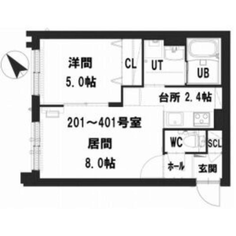 グランメール メイ(1LDK/3階)の間取り写真
