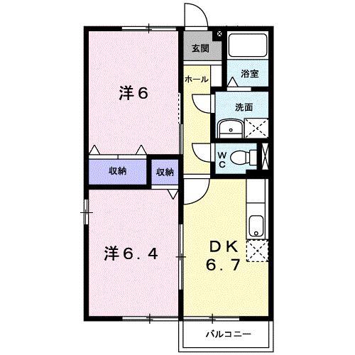 メゾンプロムナードT(2DK/2階)の間取り写真