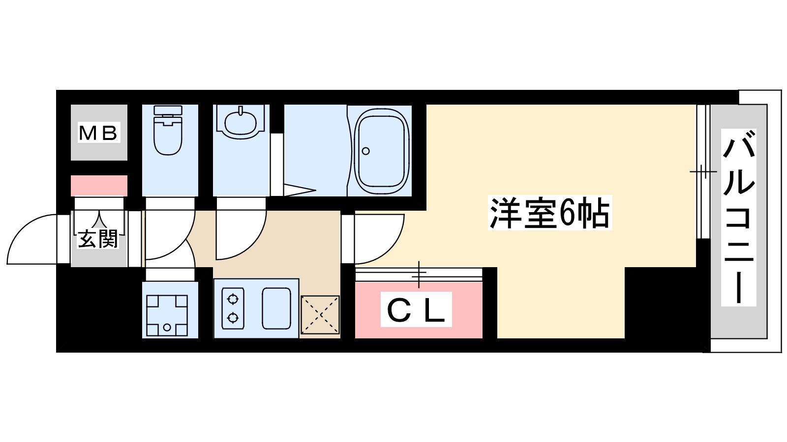 ディームス新大阪(1K/2階)の間取り写真
