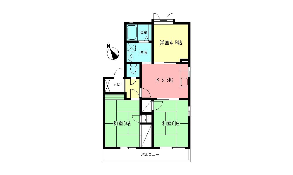 アムール壱番館(3K/2階)の間取り写真