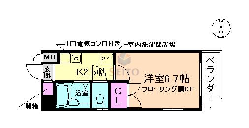 ハイツJUN3号館(1K/1階)の間取り写真