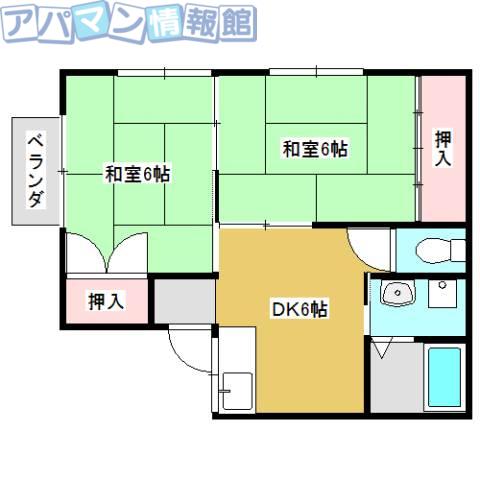 ハイツ池野(2DK/1階)の間取り写真