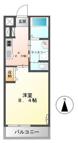 セレンディピティ(1K/1階)の間取り写真
