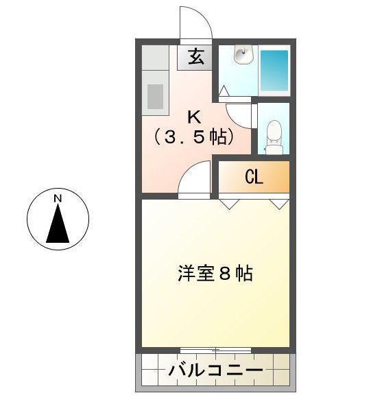カーレジII(1K/2階)の間取り写真
