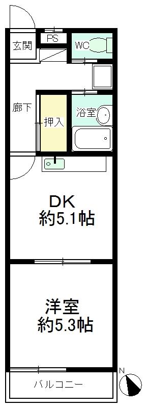 コーポラスヘルシーI(1DK/2階)の間取り写真