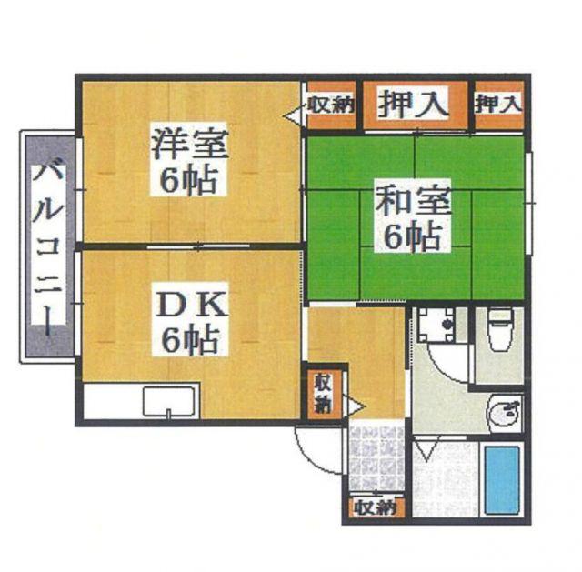 エクセレント西明石B棟(2DK/2階)の間取り写真