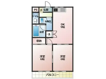 SKビル拾壱番館(2DK/2階)の間取り写真