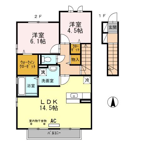 エクセルシア柏村(2LDK/2階)の間取り写真