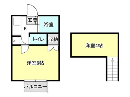 ジュネス上新田(1K/2階)の間取り写真