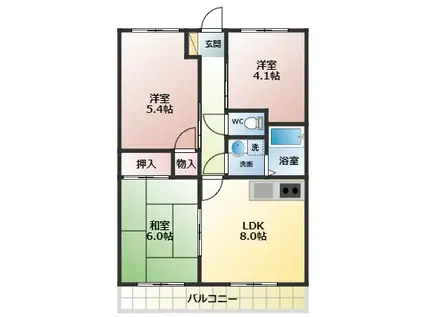 尾崎コーポ(3DK/4階)の間取り写真