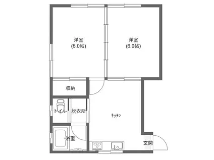 ブリス関屋(2DK/2階)の間取り写真