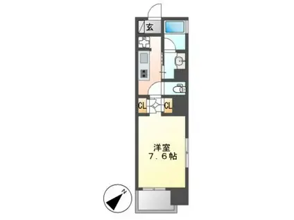 中駒名駅南マンション(1K/13階)の間取り写真