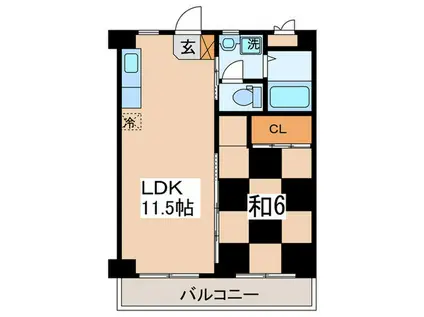 メゾンドゥカティ(1LDK/4階)の間取り写真