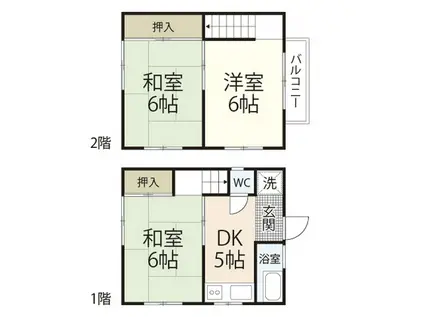 國杭アパート左中(3DK/2階)の間取り写真