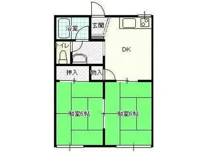 アークヴィレッジ開成B棟(2DK/2階)の間取り写真