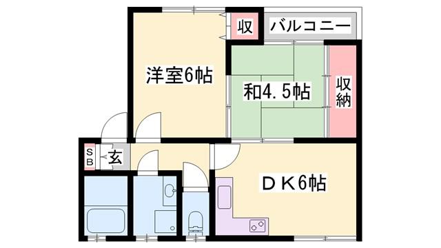 山本ハイツ(2DK/2階)の間取り写真