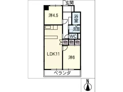 カプリスK1(2LDK/4階)の間取り写真