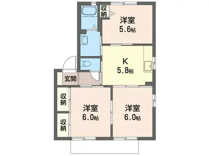 サンライズ村田E(3K/1階)の間取り写真