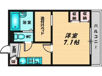 レオパレスセジュール新保(1K/2階)の間取り写真