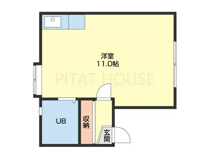 コスモ栄谷 210号(ワンルーム/2階)の間取り写真