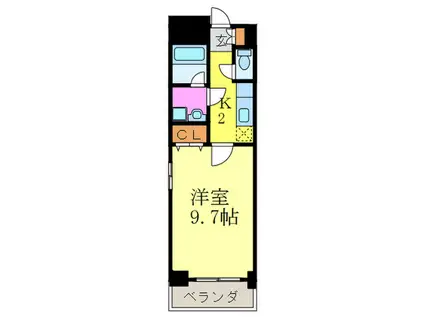 ヴァンウエスト(1K/3階)の間取り写真