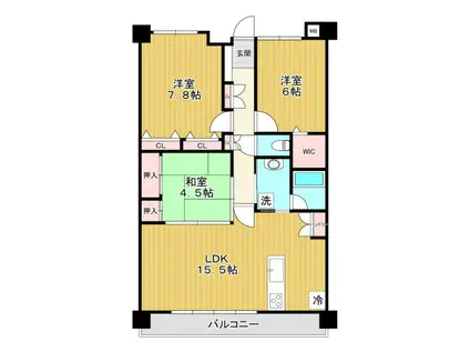 サンマンションアトレ津新町(3LDK/12階)の間取り写真