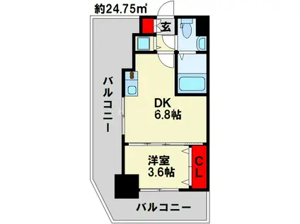NO.71オリエントトラストタワー(1DK/7階)の間取り写真