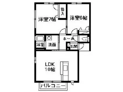 クレストコート(2LDK/1階)の間取り写真
