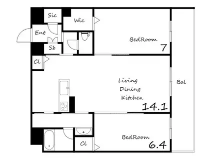 エクセレントガーデンヒルズA棟(2LDK/3階)の間取り写真