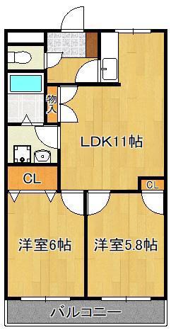 ソフィア長津(2LDK/2階)の間取り写真