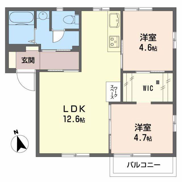 フレグランス上原A(2LDK/1階)の間取り写真