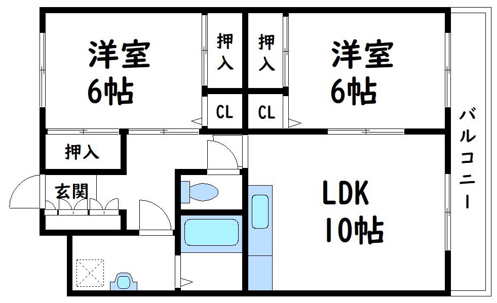 岡田マンション(2LDK/4階)の間取り写真