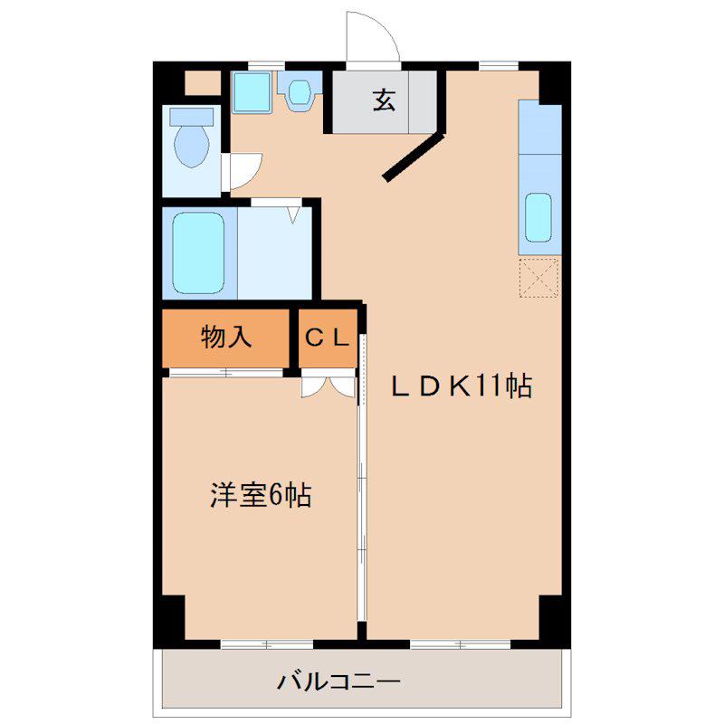 パラッツォ櫛原(1LDK/4階)の間取り写真