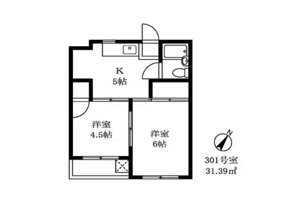 光ハウス(2K/3階)の間取り写真