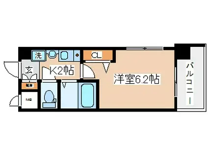 エステムコート神戸・ハーバーランド前IIIコスタリティ(1K/2階)の間取り写真