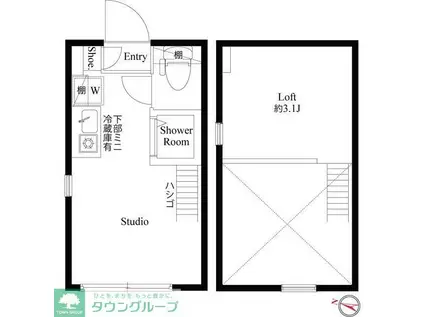 ハーモニーテラス上池袋III(ワンルーム/2階)の間取り写真
