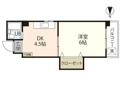 グリーンハウス(1DK/4階)の間取り写真