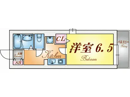 トゥインクル谷上(1K/1階)の間取り写真