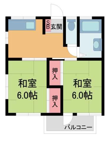 青葉ハイツ(2DK/3階)の間取り写真