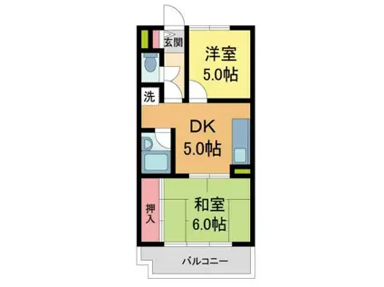 フローレンス西宮I(2DK/2階)の間取り写真