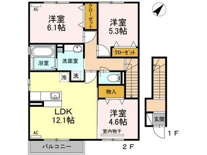 フォレスタ・エイトII(3LDK/2階)の間取り写真